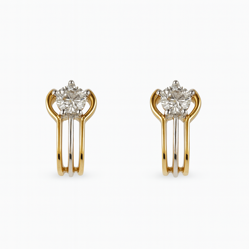 Beautiful 18 Kt Gold  Natural Diamond Earing